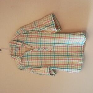 Cathy Daniels VGUC plaid shirt with adjustable sleeves, sz L